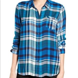 Lucky Brand Blue Plaid Button Down Top (Sz Small)